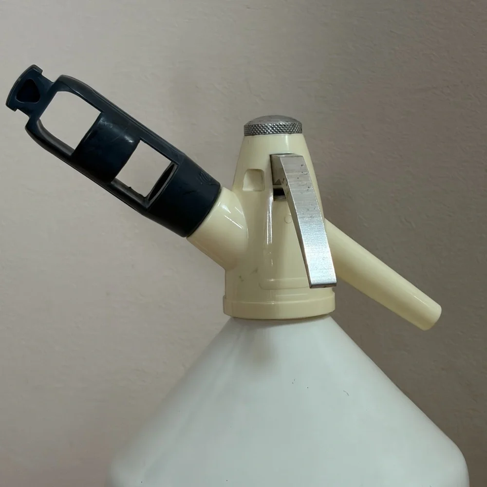BOC Vintage White & Orange Slice Soda Seltzer Syphon Bottle Canister Barware